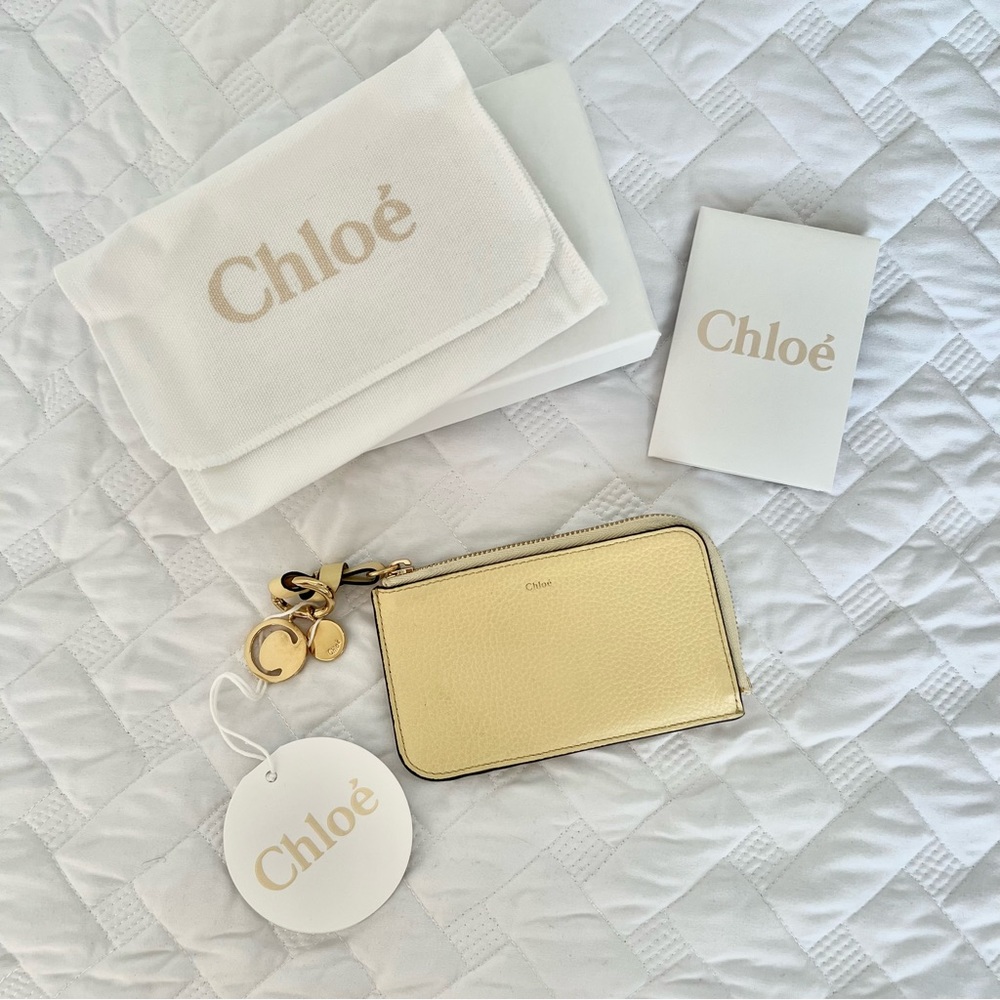 Chloe Alphabet Card Holder Wallet in Softy Yellow NWT